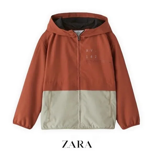 ZARA Kids | Brown | LIGHTWEIGHT COLORBLOCK RIPSTOP SPORTY JACKET - Picture 2 of 6